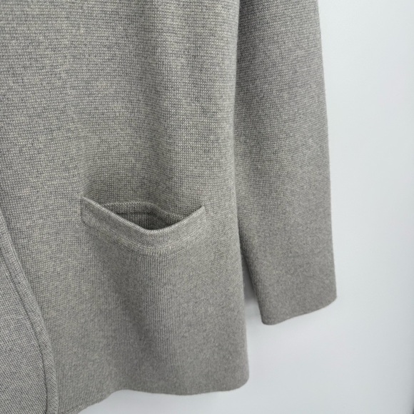 J. Crew Women Merino Wool Sweater Blazer Gray 2-Button Size S Pockets Collared - Picture 6 of 10